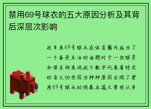 禁用69号球衣的五大原因分析及其背后深层次影响